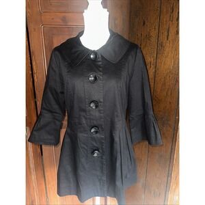 Women's Eden Court Flare Jacket Fun Sleeves  Black   Medium EUC